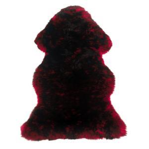 Sheepskin Rug Single Pelt Red with Black Tips