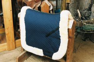 Dressage Saddle Blanket with Complete Lining & Full Roll Edge Blue