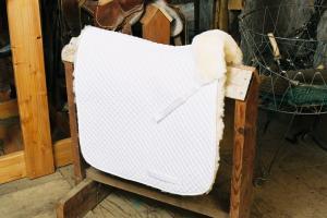 Dressage Saddle Blanket with Complete Lining White