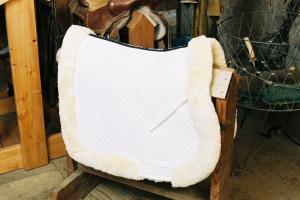 All Purpose Saddle Blanket with Complete Lining & Full Roll Edge White